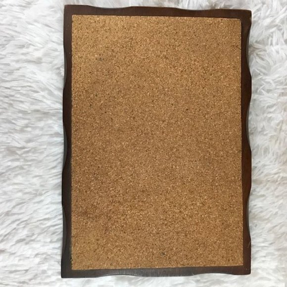 Vintage Set of 3 Large Beveled Genuine Wood & Cork Raised Trivets - Picture 4 of 7